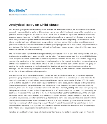 Analytical Essay on Child Abuse