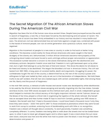 African American Slave Migration in Civil War
