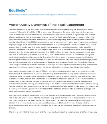 Water Quality Dynamics of the Irwell Catchment