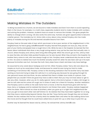 Making Mistakes In The Outsiders