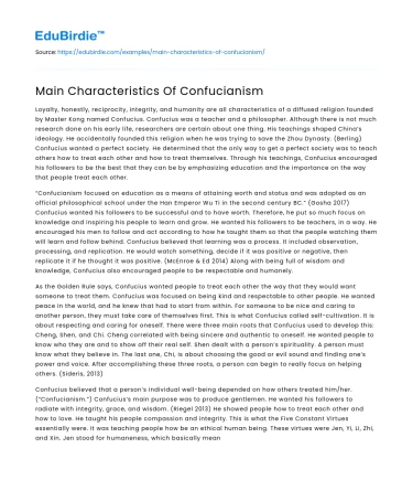 Main Characteristics Of Confucianism