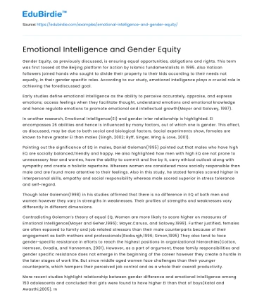 Emotional Intelligence and Gender Equity