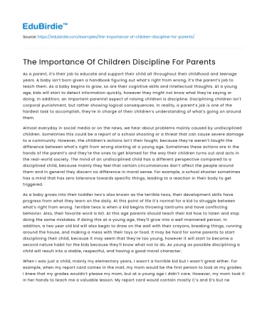 The Importance Of Children Discipline For Parents