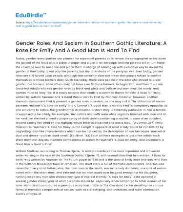 Gender Roles and Sexism in Southern Gothic Literature