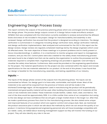 Engineering Design Process Essay