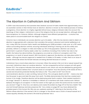 The Abortion In Catholicism And Sikhism