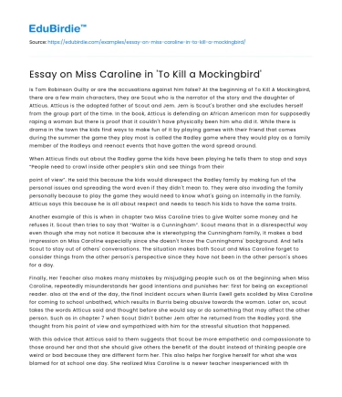 The Role of Miss Caroline in ‘To Kill a Mockingbird’: An Analysis