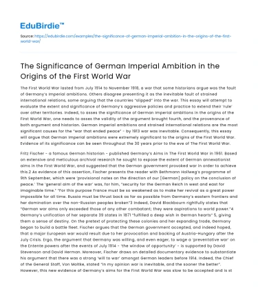 German Imperial Ambition in WWI Origins