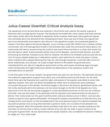 Julius Caesar Downfall: Critical Analysis Essay