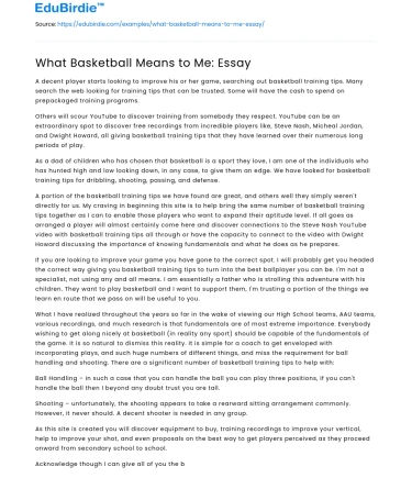 Basketball in Personal Growth