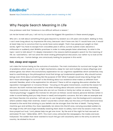 Why People Search Meaning In Life