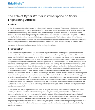 The Role of Cyber Warrior in Cyberspace on Social Engineering Attacks