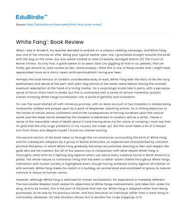 White Fang’: Book Review