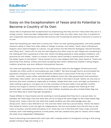 Texas Exceptionalism: Potential Country Status