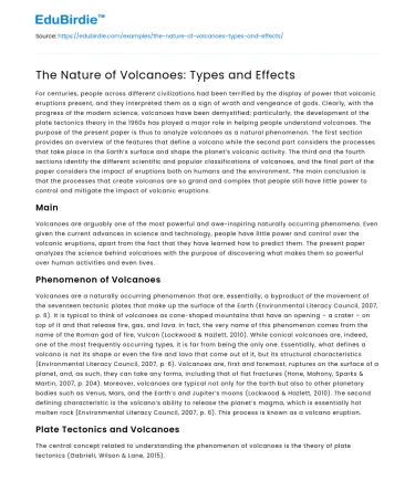 The Nature of Volcanoes: Types and Effects