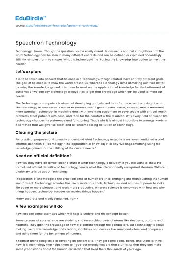 Speech on Technology