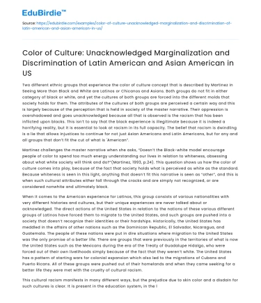 Marginalization of Latinx and Asian Americans in US