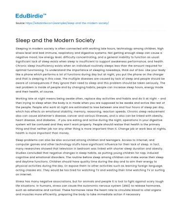 Sleep and the Modern Society