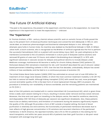 The Future Of Artificial Kidney