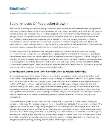 Social Impact Of Population Growth