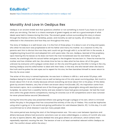 Morality And Love In Oedipus Rex