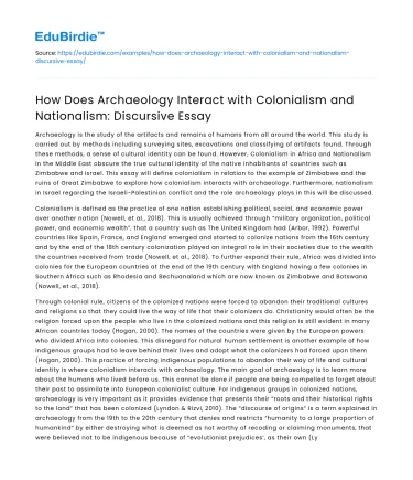Archaeology’s Role in Colonialism & Nationalism