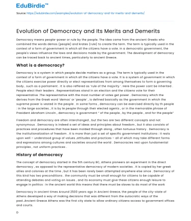 Evolution of Democracy and Its Merits and Demerits