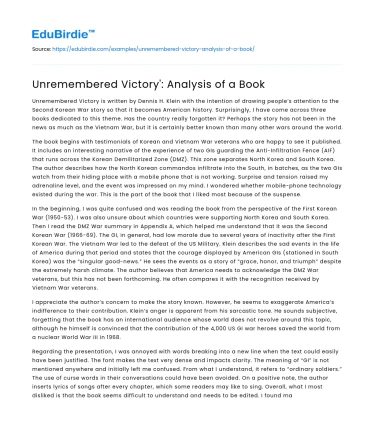Unremembered Victory’: Analysis of a Book