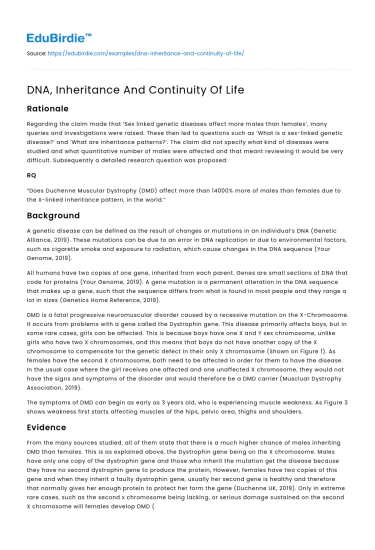 DNA, Inheritance And Continuity Of Life