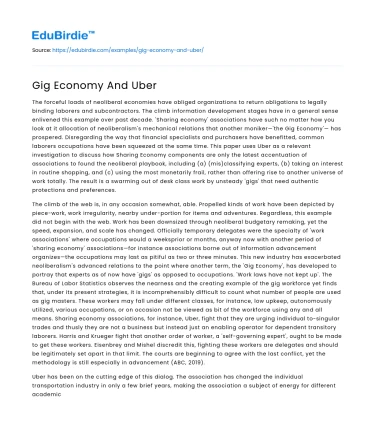 Gig Economy And Uber