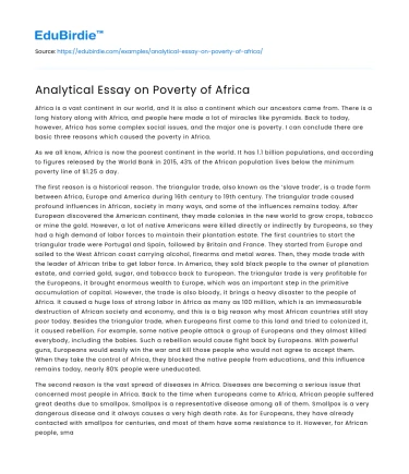 Analytical Essay on Poverty of Africa