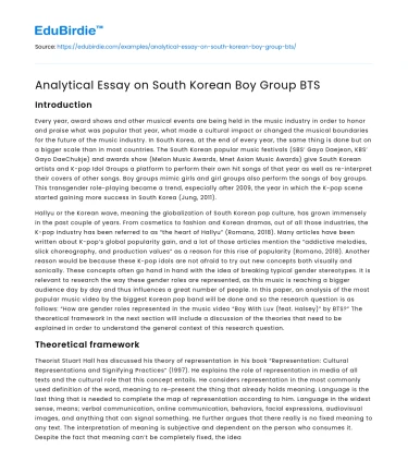 Analytical Essay on South Korean Boy Group BTS