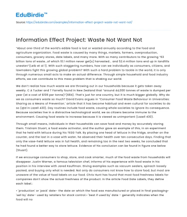 Information Effect Project: Waste Not Want Not