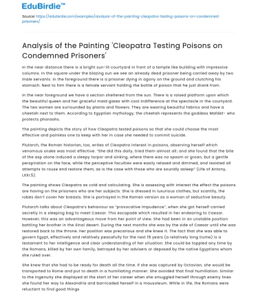 Painting Analysis: Cleopatra Testing Poisons on Prisoners