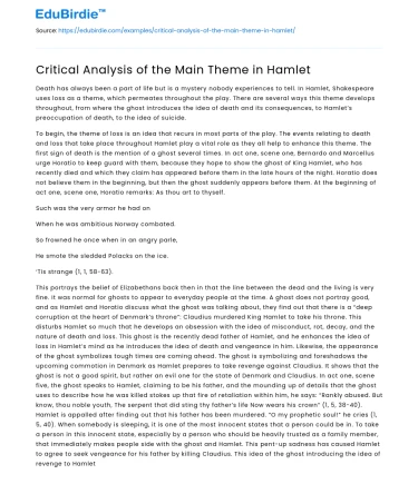 Critical Analysis of the Main Theme in Hamlet