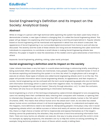 Impact of Social Engineering on Society