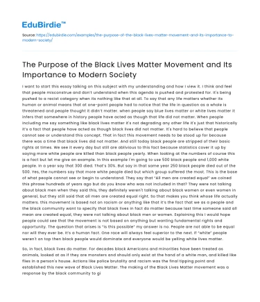 Significance of Black Lives Matter in Modern Society