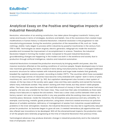 Impacts of Industrial Revolution: Positives and Negatives