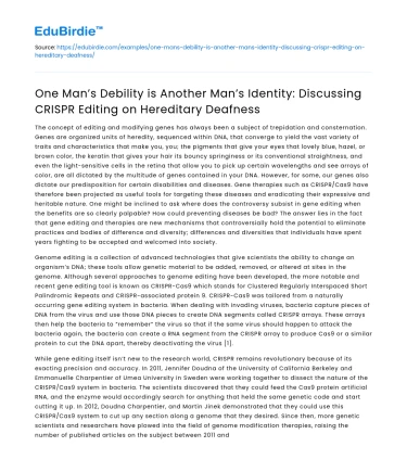 CRISPR Editing on Hereditary Deafness: Different Perspectives