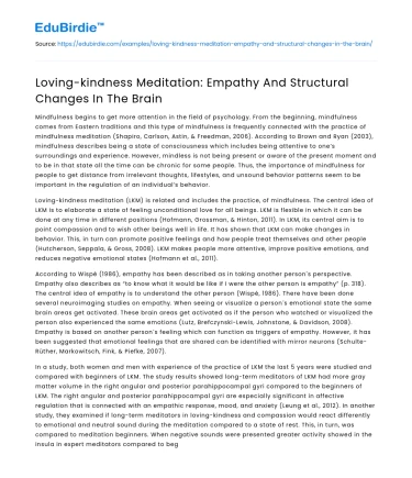 Loving-kindness Meditation: Empathy And Structural Changes In The Brain