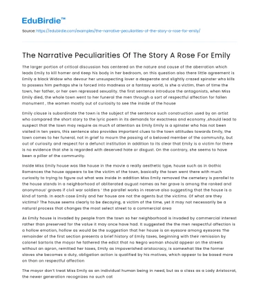 Dissecting the Narrative Structure in Faulkner’s “A Rose for Emily”