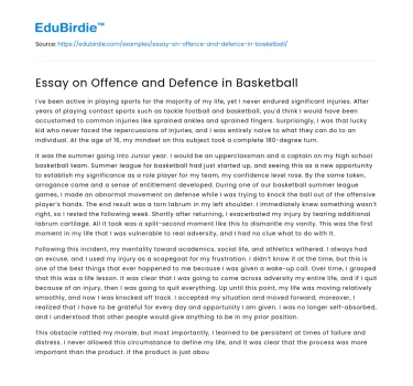 Essay on Offence and Defence in Basketball