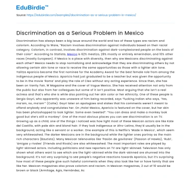 Discrimination as a Serious Problem in Mexico