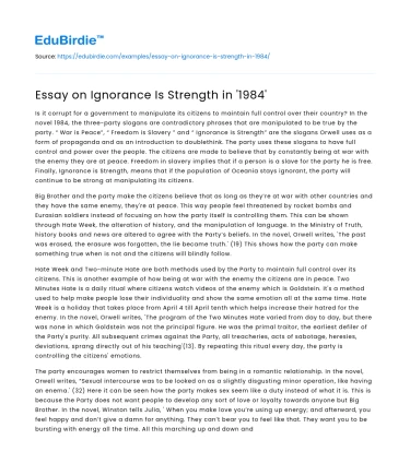 Essay on Ignorance Is Strength in ‘1984’