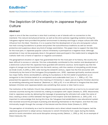 The Depiction Of Christianity In Japanese Popular Culture