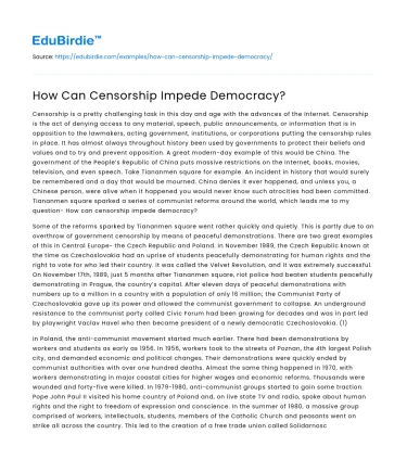 How Can Censorship Impede Democracy?