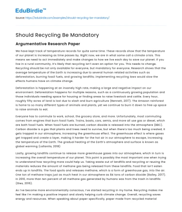 Should Recycling Be Mandatory