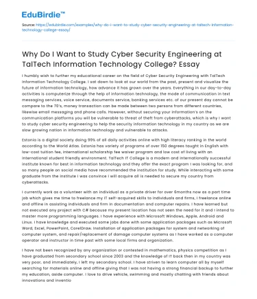 Why do You Want to Study Cyber Security