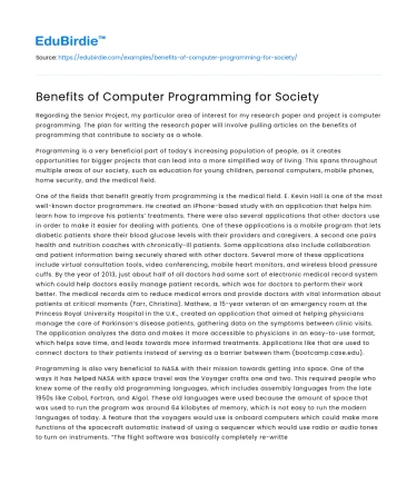 Benefits of Computer Programming for Society