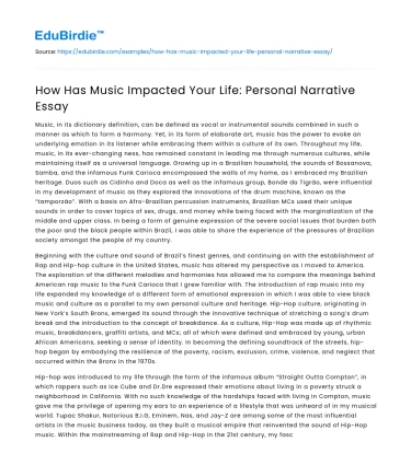 How Has Music Impacted Your Life: Personal Narrative Essay